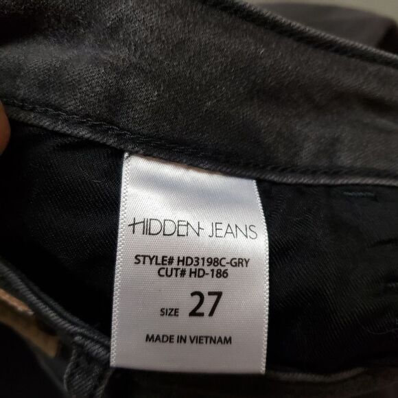 HIDDEN Raw Hem Ankle Flare Leg Jeans Black/Grey Mid Rise Jeans size 27 - Picture 7 of 14